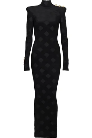 Balmain Robe longue à carreaux vichy