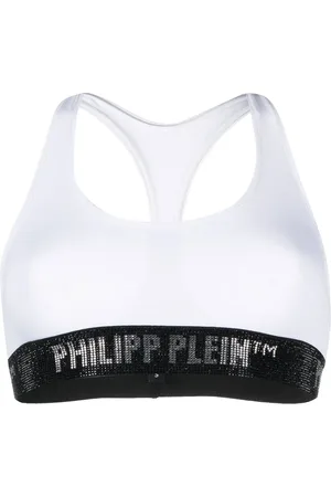 Philipp Plein Brassière de sport en coton à logo strassé