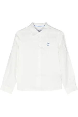 Trussardi Chemise en lin à logo brodé