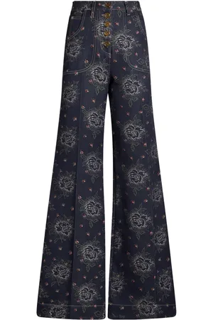 Etro Jean évasé à fleurs en jacquard