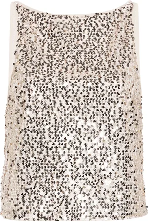 ROTATE Débardeur en mesh brodé de sequins