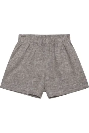 ANINE BING Short en lin à carreaux