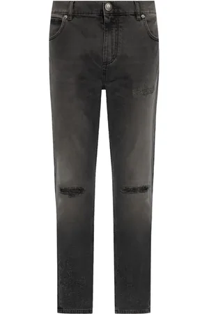Balmain Jean slim à effet usé