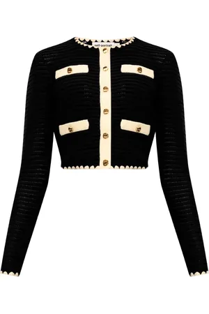 Self-Portrait Cardigan long crop en crochet