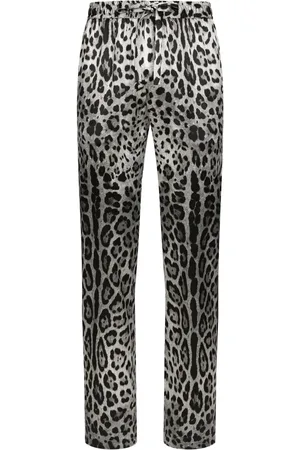 Dolce & Gabbana Pantalon en soie à imprimé animalier