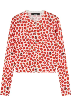 VERSACE Cardigan Strawberry Garden en soie