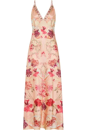 Camilla Robe en soie à imprimé Blossoms & Brushstrokes