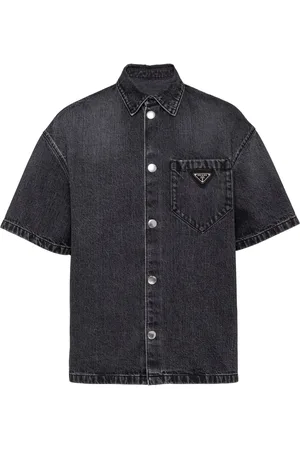Prada Chemise en jean à logo triangle