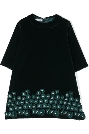 JESURUM BABY Robe en velours à fleurs brodées