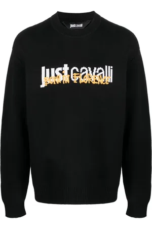 Roberto Cavalli Pull à logo en maille intarsia