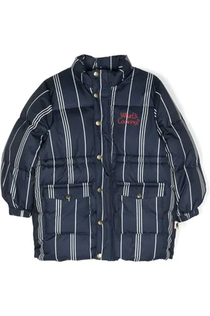 Mini Rodini Veste de sport rayée à logo brodé