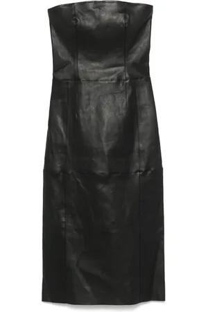 Maje Robe en cuir à coupe mi-longue