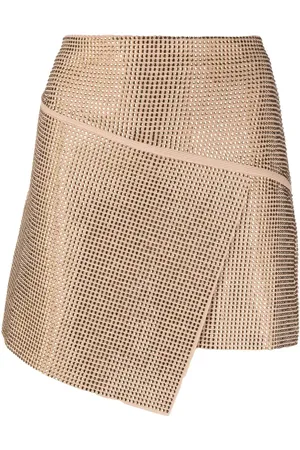 ANDREADAMO Jupe portefeuille asymétrique à ornements en cristal