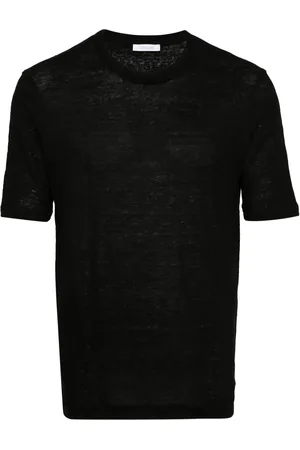 Cruciani T-shirt en lin à col rond