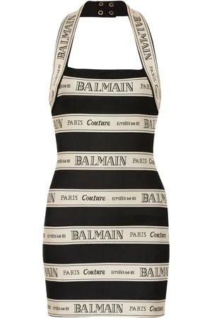 Balmain Robe courte à logo en jacquard