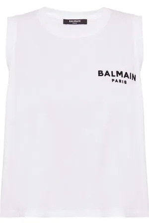 Balmain Haut crop en coton à logo floqué