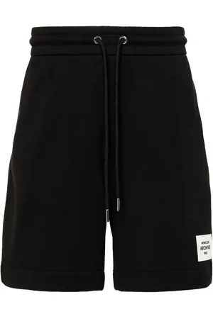 Moncler Short de survêtement en cuir à logo appliqué