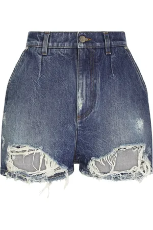 Dolce & Gabbana Short en jean taille-haute à effet usé
