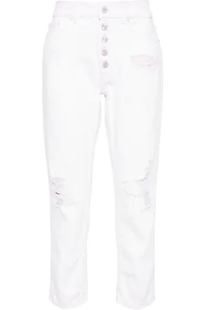 Dondup Jean crop à effet usé