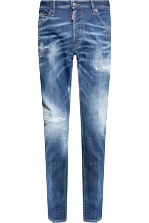 Dsquared2 Jean droit à effet usé