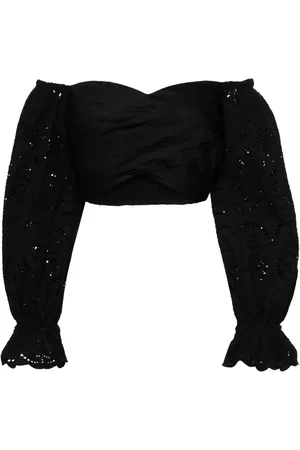 Self-Portrait Blouse crop en broderie anglaise