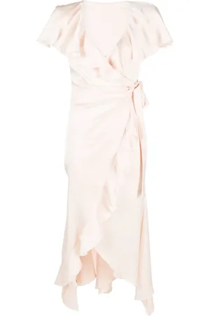 Serafini Robe portefeuille volantée en satin