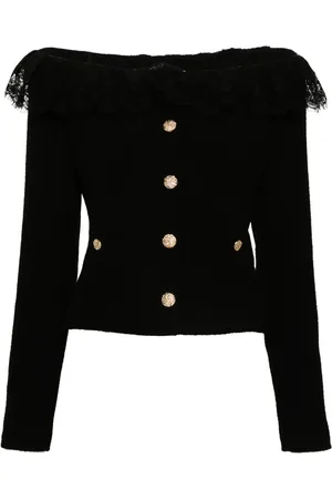 Alessandra Rich Veste en tweed à épaules dénudées
