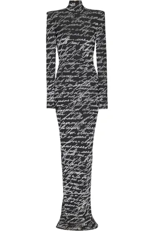 Balmain Robe longue à slogan imprimé