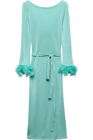 Prada Robe mi-longue à détail de plumes