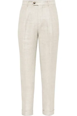 Brunello Cucinelli Pantalon en tissu flammé