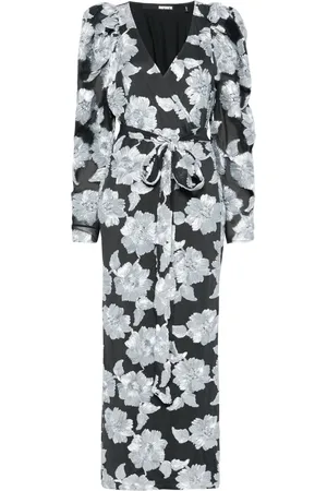 ROTATE Robe longue en résille à fleurs
