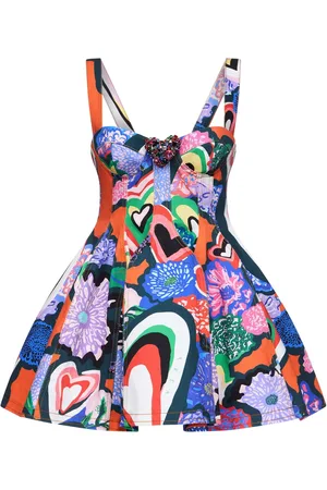 AREA Robe évasée à imprimé cœur
