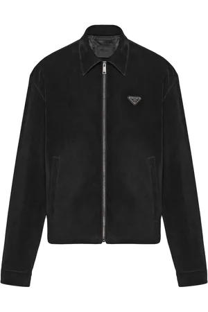 Prada Veste en velours à plaque logo