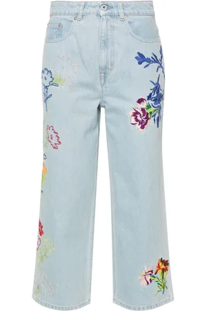 Kenzo Jean Drawn Flowers à coupe ample