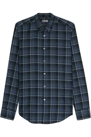 CANALI Chemise en coton à carreaux