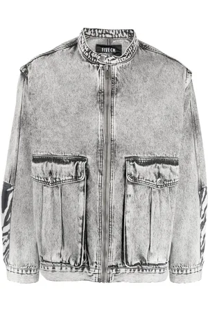FIVE CM Veste en jean à design sans col