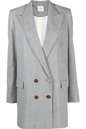 ALYSI Manteau en laine vierge à boutonnière croisée