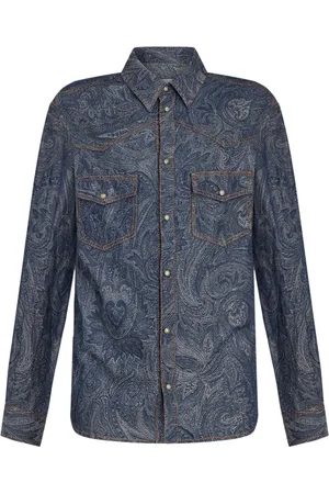 Etro Veste en jean à imprimé cachemire