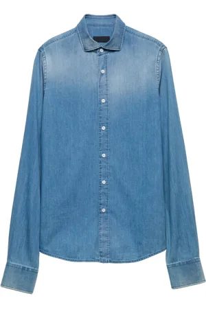 Prada Chemise en jean à logo triangle