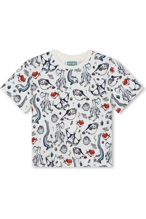 Kenzo T-shirt en coton à imprimé aquatique