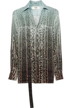 Fendi Chemise en soie à imprimé animalier