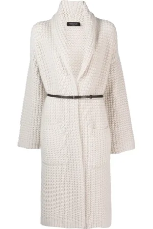 Fabiana Filippi Cardigan mi-long en maille gaufrée à taille ceinturée