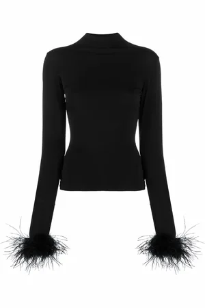 Atu Body Couture Haut orné de plumes à col montant