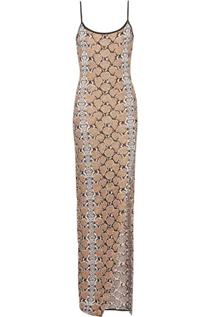 Balmain Robe longue à motif peau de python en jacquard