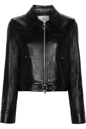 Courrèges Veste en cuir à fermeture zippée