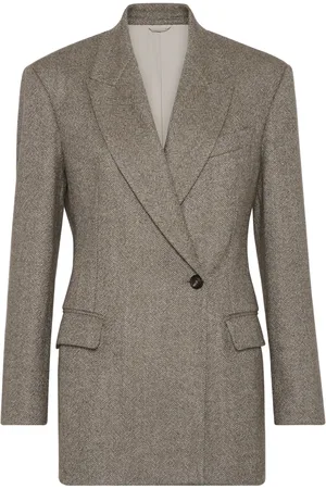 Brunello Cucinelli Blazer croisé à motif de chevrons