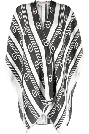 Twin-Set Poncho rayé à logo imprimé