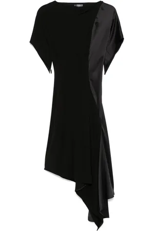 MUGLER Robe mi-longue asymétrique à design plissé