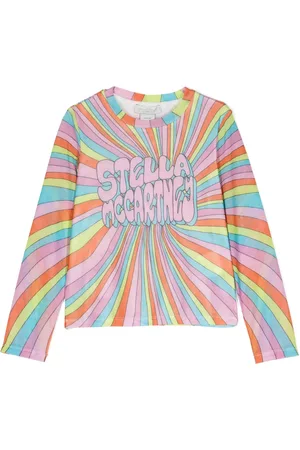 Stella McCartney T-shirt en résille à imprimé graphique