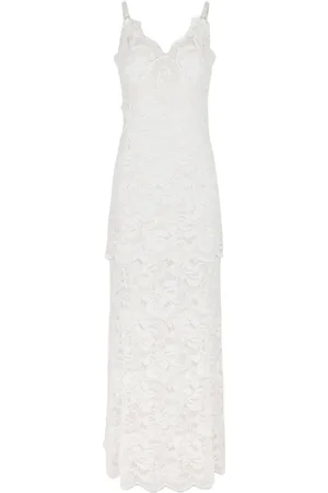 Paco rabanne Robe en dentelle à coupe longue